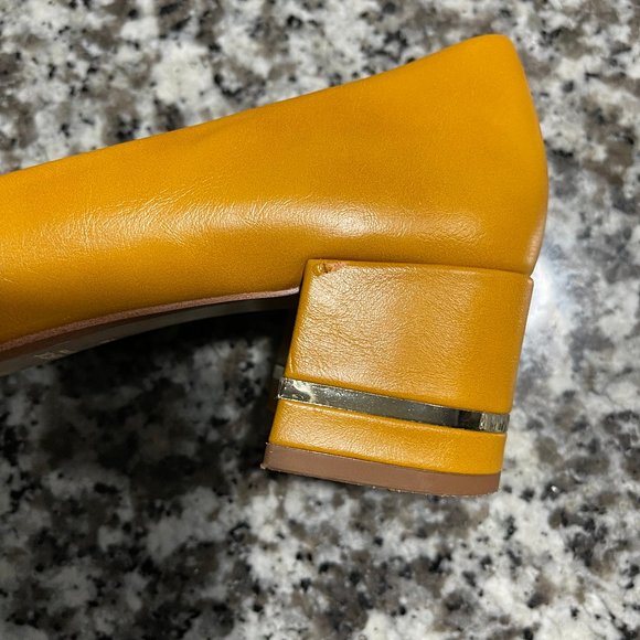 Zara Orange Tan Wide Heeled Pumps Sz. 39 - Picture 7 of 8